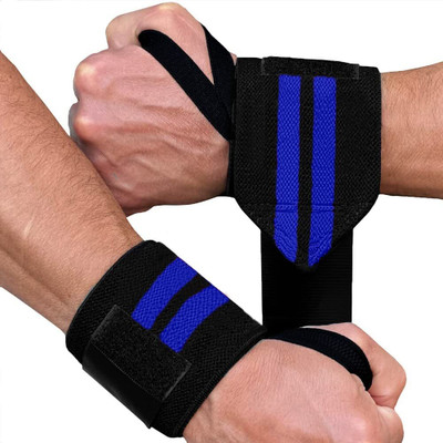 GymWar Cotton Wrist Band for Men & Women, Wrist Supporter for Gym Wrist Wrap Wrist Support(Blue)