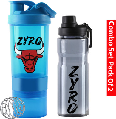 ZYRO 500 ml Plastic Shaker(Pack of 2, Blue)