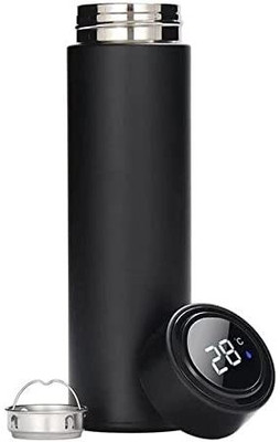 geutejj Smart Bottle with LED Temperature Display with Touch Screen Smart 013 500 ml Bottle(Pack of 1, Black, Steel)
