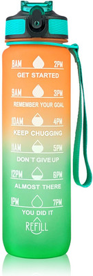 DFit 1000 ml Plastic Bottle(Pack of 1, Orange, Green)