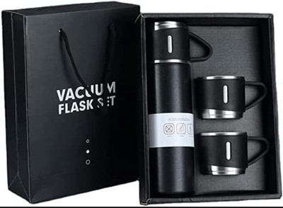 FLOSTRAIN 500 ml Steel Flask(Pack of 1, Black)