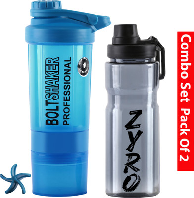 ZYRO 600 ml Plastic Shaker(Pack of 2, Blue)