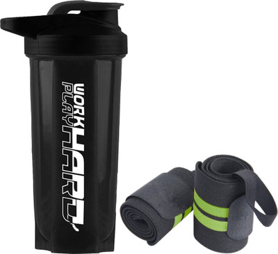 TRUE INDIAN Amazing Quality Combo of Gym Protein Shaker Bottle with Wrist Support Band Fitness Accessory Kit Kit