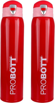 PROBOTT Thermosteel Vacuum Flask Hot & Cold Sports Bottle Each 950ml -Red (Pack of 2) 950 ml Flask(Pack of 2, Red, Steel)