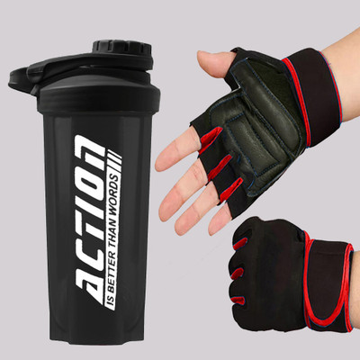 TRUE INDIAN 700 ml Plastic Shaker(Pack of 2, Black, Red)