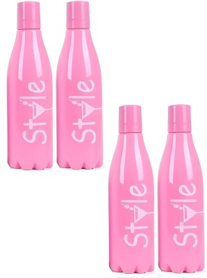 ONLINE HUSTLE Premium Quality Unbreakable Latest Style Design Round Shape Water Bottle 1000 ml 1000 ml Bottle(Pack of 4, Pink, Plastic)