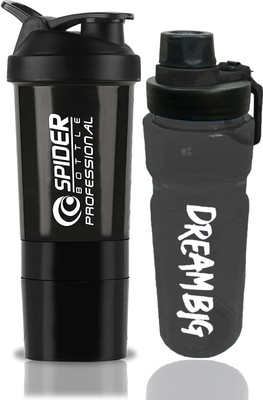 TRUE INDIAN 500 ml Plastic Shaker(Pack of 2, Black)