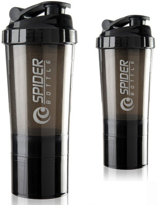 COOL INDIANS 500 ml Plastic Shaker(Pack of 2, Black)