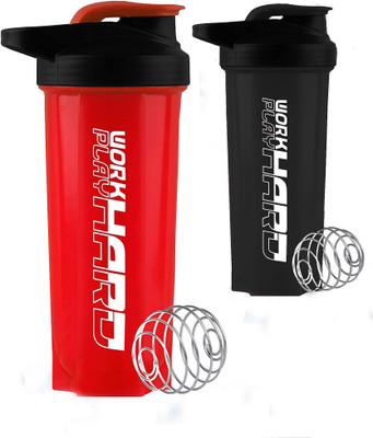 TRUE INDIAN 700 ml Plastic Shaker(Pack of 2, Red, Black)