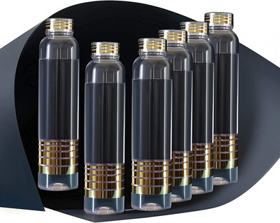 SELDOS Transparent Round Multicolor 6PCS Premium Fridge Water Bottle 1000 ml Bottle(Pack of 6, Clear, Plastic)