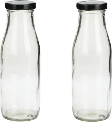 1st Time Glass Water And Milk Bottle With Transparent Inner View 500 ml Bottle(Pack of 2, Clear, Glass)