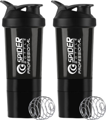 ZYRO 500 ml Plastic Shaker(Pack of 2, Black)