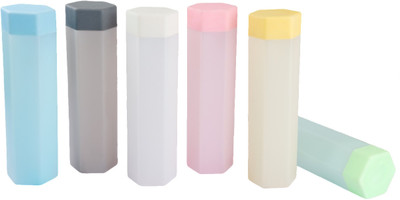 MAGICSPOON Plastic Fridge Hexagonal Water Bottle 1000 ml (Pack of 6, Multicolour) 1000 ml Bottle(Pack of 6, Multicolor, PET)