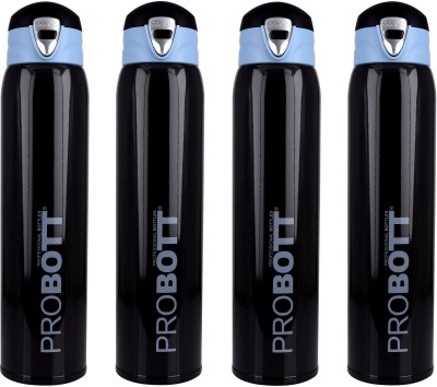 PROBOTT Thermosteel Vacuum Flask Hot & Cold Sports Bottle Each 750ml -Black (Pack of 4) 750 ml Flask(Pack of 4, Black, Steel)