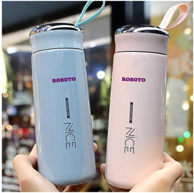 xwipe Nice Glass Bottle Water Bottle with vaccum flask and loop(400ML) 400 ml Bottle(Pack of 1, Multicolor, Plastic)