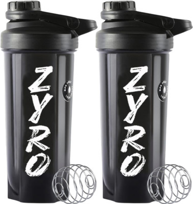 ZYRO 750 ml Plastic Shaker(Pack of 2, Black)