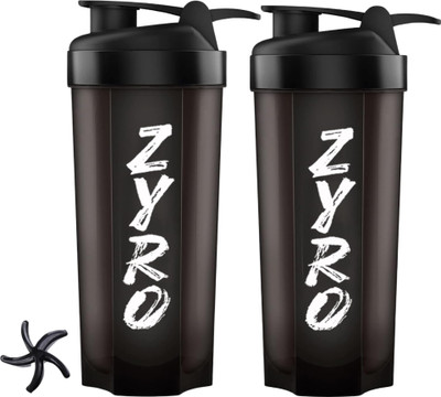 ZYRO 750 ml Plastic Shaker(Pack of 2, Black)