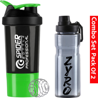 ZYRO 500 ml Plastic Shaker(Pack of 2, Green)