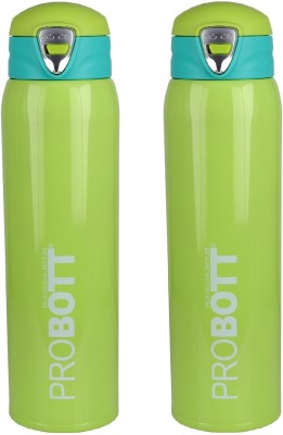 PROBOTT Thermosteel Vacuum Flask Hot & Cold Sports Bottle Each 500ml -Green (Pack of 2) 500 ml Flask(Pack of 2, Green, Steel)