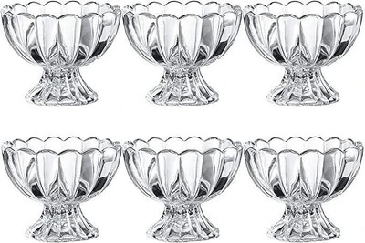 MOOZICO Glass Serving Bowl Glace Ice Cream Bowls Dessert Bowls Sundae Bowls Set 150 ml (6)(Pack of 6, Clear)