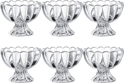 KWINTAS Everyday Essentials Plastic Modern Ice Cream Cup Bowl Set Plastic Disposable Dessert Bowl(Clear, Pack of 6)