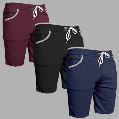 DARSHAN CREATION Printed Men Maroon, Black, Dark Blue Casual Shorts
