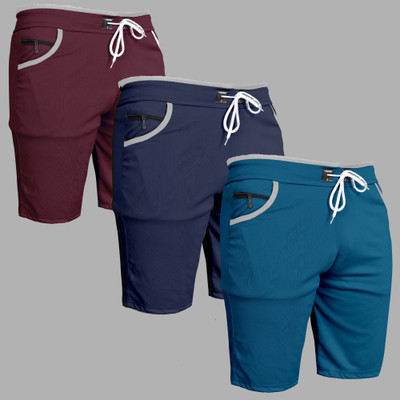 DARSHAN CREATION Printed Men Maroon, Dark Blue, Light Blue Casual Shorts