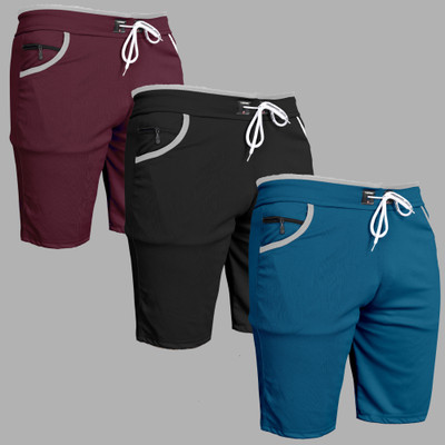 DARSHAN CREATION Printed Men Maroon, Black, Light Blue Casual Shorts