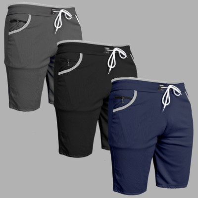 DARSHAN CREATION Printed Men Black, Dark Blue, Dark Grey Casual Shorts