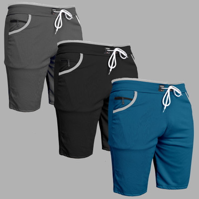 DARSHAN CREATION Printed Men Grey, Black, Light Blue Casual Shorts