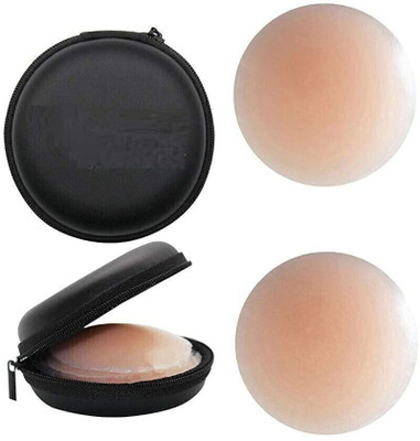 Wooger Women's & Girls Reusable Premium Nipple cover for women Petal Cover with Storage Silicone Peel and Stick Bra Petals(Beige Pack of 1)