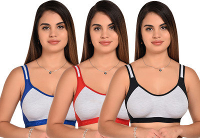 Lady One Women Sports Non Padded Bra(Red, Black, Grey, Blue)