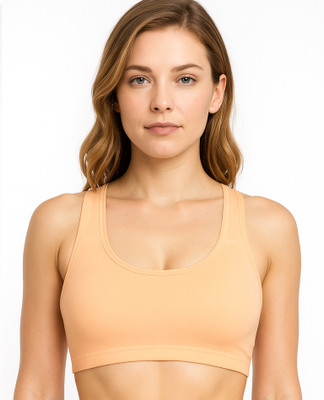 Salsa SPORT-BRA-012 Women Sports Non Padded Bra(Beige)