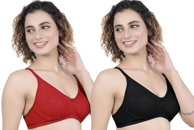 LUNAIN Women Push-up Non Padded Bra(Black, Red)