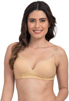 TWEENS by -Belle Lingeries Back-Transparent Padded Beige T-Shirt Women T-Shirt Lightly Padded Bra(Beige)