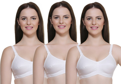 Pearlw CHILEELIFE Full-coverage wide straps bra Women Everyday Non Padded Bra(White)