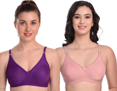 MOSSMOOR Seamless Women T-Shirt Non Padded Bra(Purple, Pink)
