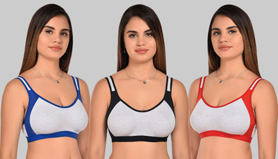 Lady One Women Sports Non Padded Bra(Red, Black, Grey)