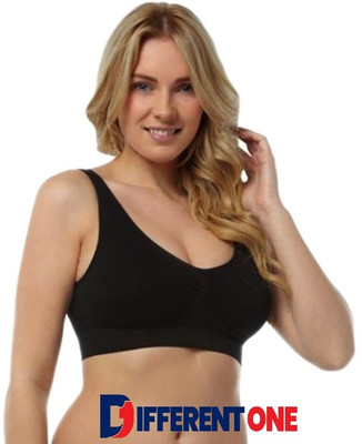 D1 DIFFERENT ONE Women T-Shirt Non Padded Bra(Black)