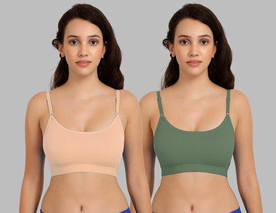 Beach Curve B_Goma Bra Women Minimizer Non Padded Bra(Brown, Green)