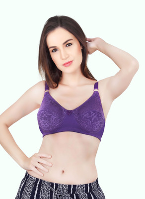 INTIHUG Women's Wireless Seamless Bra Full Coverage Bralette Women Everyday Non Padded Bra(Purple)