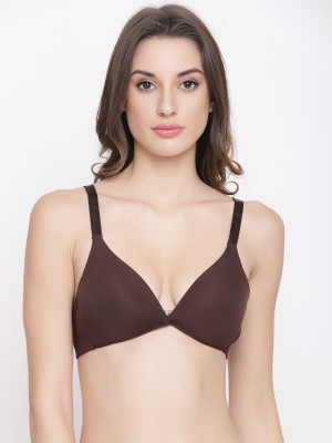 Quttos Quttos Seamless Wirefree Plunge Bra Women Plunge Lightly Padded Bra(Brown)