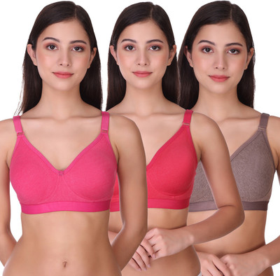 POOJA RAGENEE Double Layer Cotton Blend Women Full Coverage Non Padded Bra(Multicolor)
