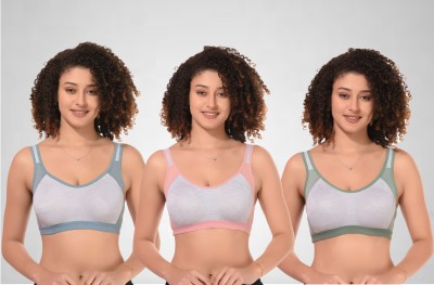 lufiya Women Sports Non Padded Bra(Light Blue, Light Green, Pink)