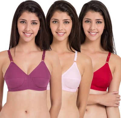 SOUMINIE by Belle Lingeries Classic Fit Cotton Non-Padded Pack of 3 Women Minimizer Non Padded Bra(Multicolor)