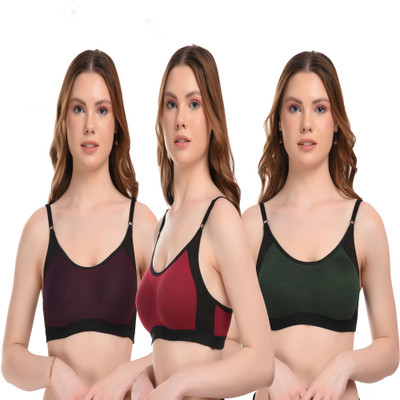 lufiya Women Sports Non Padded Bra(Purple, Maroon, Green)