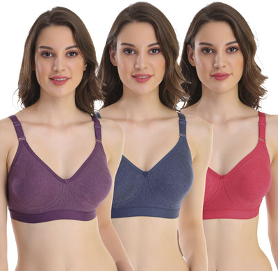 POOJA RAGENEE Double Layer Cotton Blend Women Full Coverage Non Padded Bra(Multicolor)