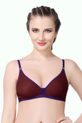 INTIHUG Women's Wireless Seamless Bra Ultra-Soft Push Up Full Coverage Bra Women Everyday Non Padded Bra(Maroon)