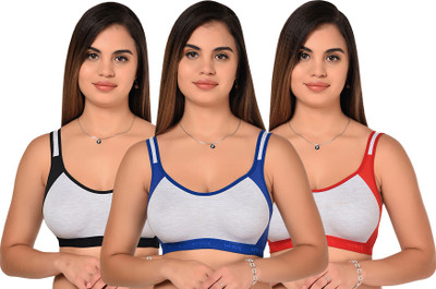 Zivosis Women Sports Non Padded Bra(Red, Black, Grey)