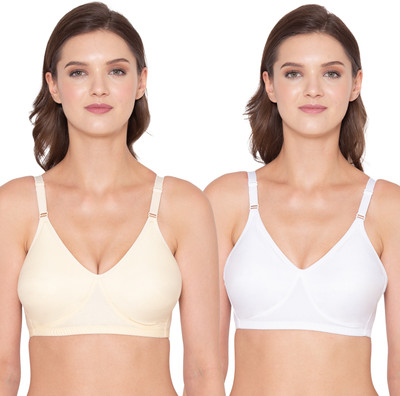 SOUMINIE Women Full Coverage Non Padded Bra(Beige, White)